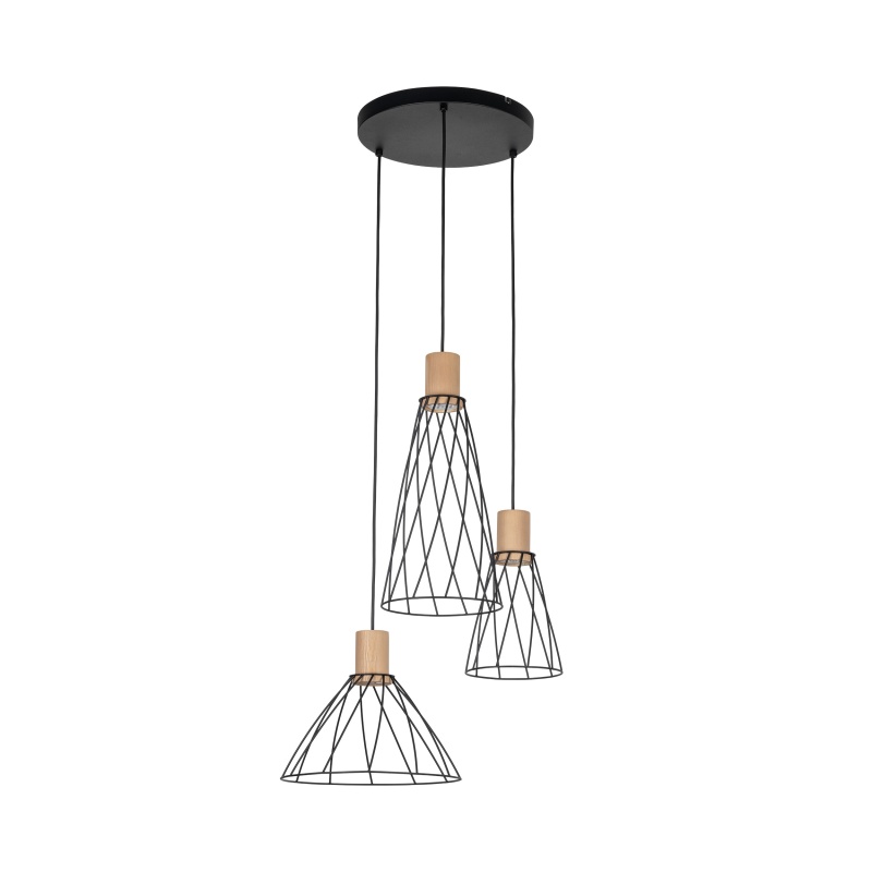 TK10188  MODESTO WOOD SOSNA LAMPA WISZACA 3 KOŁO